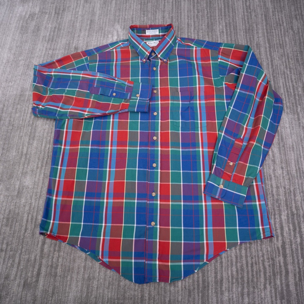 Walker Abbott Sero Button Down Mens XL Multi Plaid Good Poplin USA Made